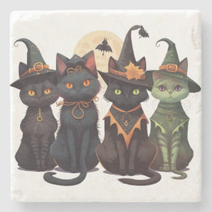 Halloween Katzen Untersetzer, Katzen-Untersetzer, Steinuntersetzer