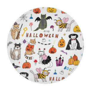 Halloween-Katzen Vintage-Linienmuster Schneidebrett