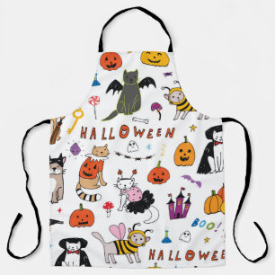 Halloween-Katzen Vintage-Linienmuster Schürze