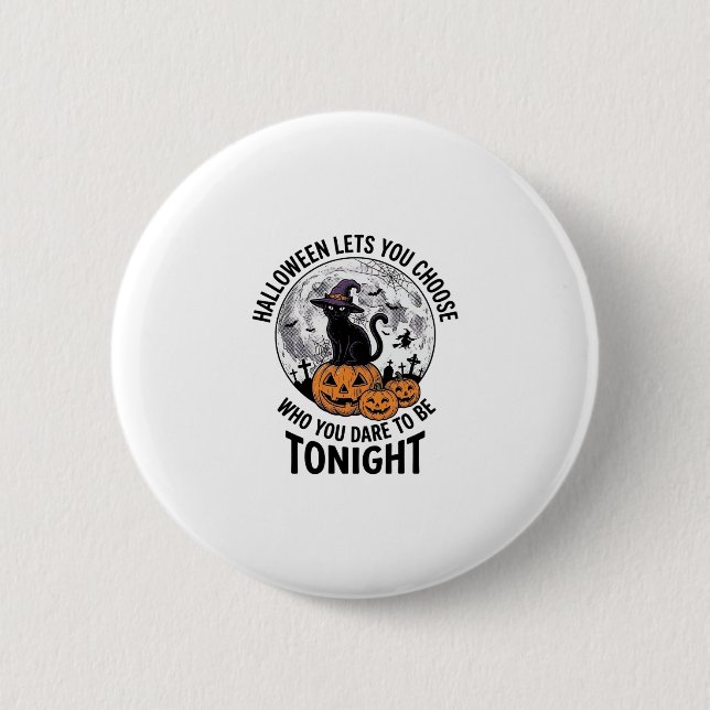 Halloween-Katzen-Zitat Gruseliger Kürbis-Hexen-Gra Button (Vorderseite)