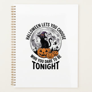Halloween-Katzen-Zitat Gruseliger Kürbis-Hexen-Gra Planer