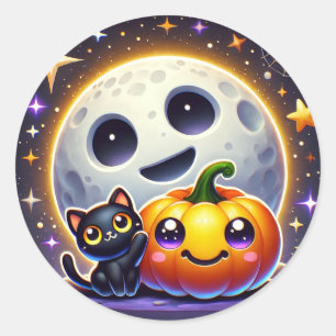 Halloween Katzenaufkleber - Niedliches Geschenkdek Runder Aufkleber