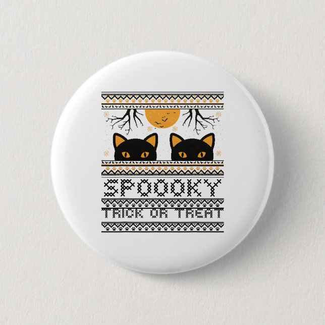 Halloween-Katzenaugen-Spooky-Trick oder Treat Tren Button (Vorderseite)