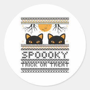 Halloween-Katzenaugen-Spooky-Trick oder Treat Tren Runder Aufkleber