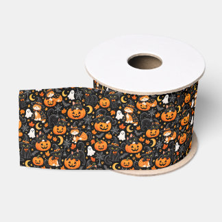 Halloween-Katzenband, gruseliger Kürbis und schwar Ripsband