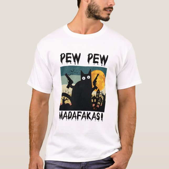 Halloween-Katzendesign T-Shirt (Vorderseite)