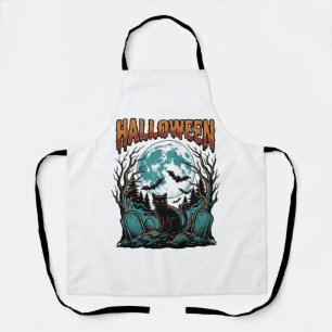 Halloween-Katzenfriedhof Vintage-Gravur-Shirt_1 Schürze