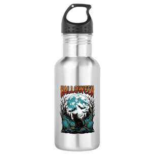 Halloween-Katzenfriedhof Vintage-Stickerei-Shirt_1 Edelstahlflasche