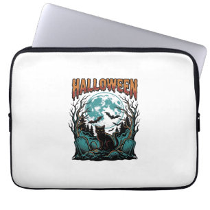 Halloween-Katzenfriedhof Vintage-Stickerei-Shirt_1 Laptopschutzhülle