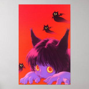 Halloween-Katzengirl Poster