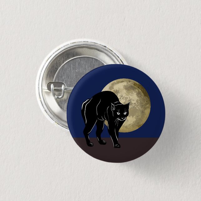 Halloween Katzenjammer auf Vollmondnacht Button (Vorne & Hinten)
