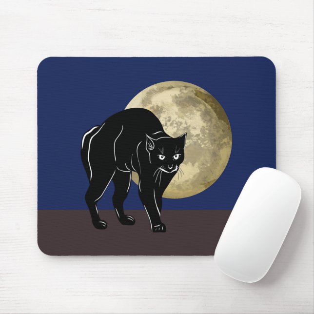 Halloween Katzenjammer auf Vollmondnacht Mousepad (Mit Mouse)