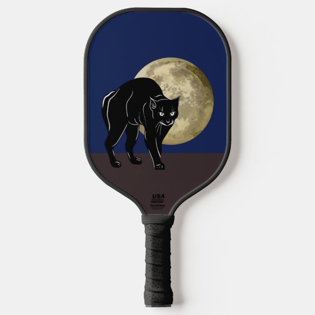 Halloween Katzenjammer auf Vollmondnacht Pickleball Schläger (Vorderseite)