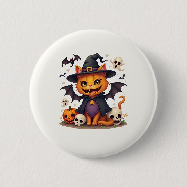Halloween-Katzenknöpfe Button (Vorderseite)