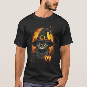 Halloween-Katzenkostüm Hexenhut schwarze Katze Kür T-Shirt
