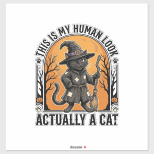Halloween-Katzenkostüm Lustiges Vintage-Hexenkatze Aufkleber