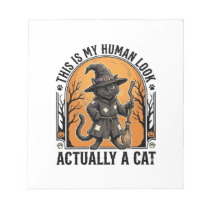 Halloween-Katzenkostüm Lustiges Vintage-Hexenkatze Notizblock