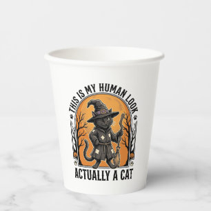 Halloween-Katzenkostüm Lustiges Vintage-Hexenkatze Pappbecher