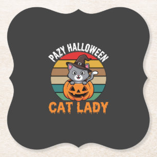 Halloween Katzenlady Hexe Kürbis Retro-Design Untersetzer