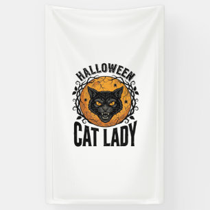Halloween Katzenlady Vintage Schwarze Katze T-Shir Banner