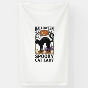 Halloween Katzenlady Vintage Schwarze Katze T-Shir Banner