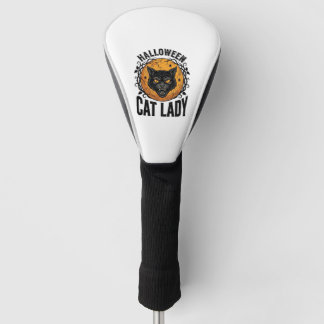 Halloween Katzenlady Vintage Schwarze Katze T-Shir Golf Headcover