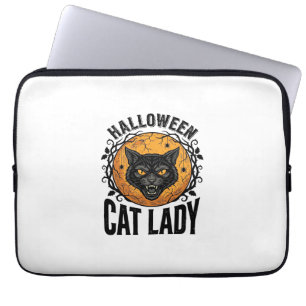 Halloween Katzenlady Vintage Schwarze Katze T-Shir Laptopschutzhülle