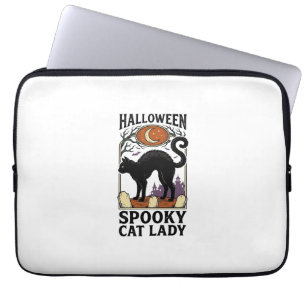 Halloween Katzenlady Vintage Schwarze Katze T-Shir Laptopschutzhülle