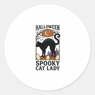 Halloween Katzenlady Vintage Schwarze Katze T-Shir Runder Aufkleber