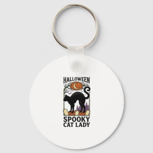 Halloween Katzenlady Vintage Schwarze Katze T-Shir Schlüsselanhänger