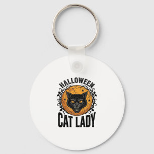 Halloween Katzenlady Vintage Schwarze Katze T-Shir Schlüsselanhänger