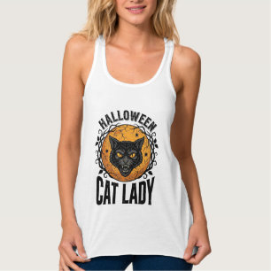 Halloween Katzenlady Vintage Schwarze Katze T-Shir Tank Top