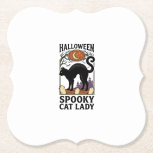 Halloween Katzenlady Vintage Schwarze Katze T-Shir Untersetzer