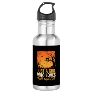 Halloween-Katzenliebhaber Herbstsonnenuntergang Gr Edelstahlflasche