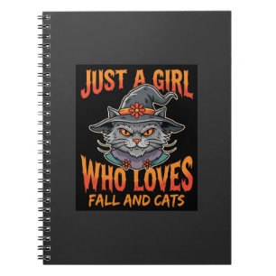 Halloween Katzenmädchen Hexenhut Herbst Design Notizblock