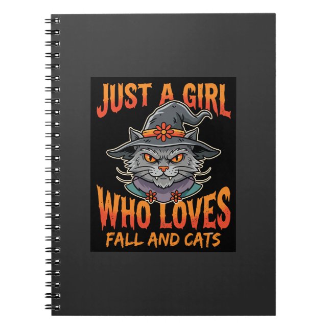 Halloween Katzenmädchen Hexenhut Herbst Design Notizblock (Vorderseite)