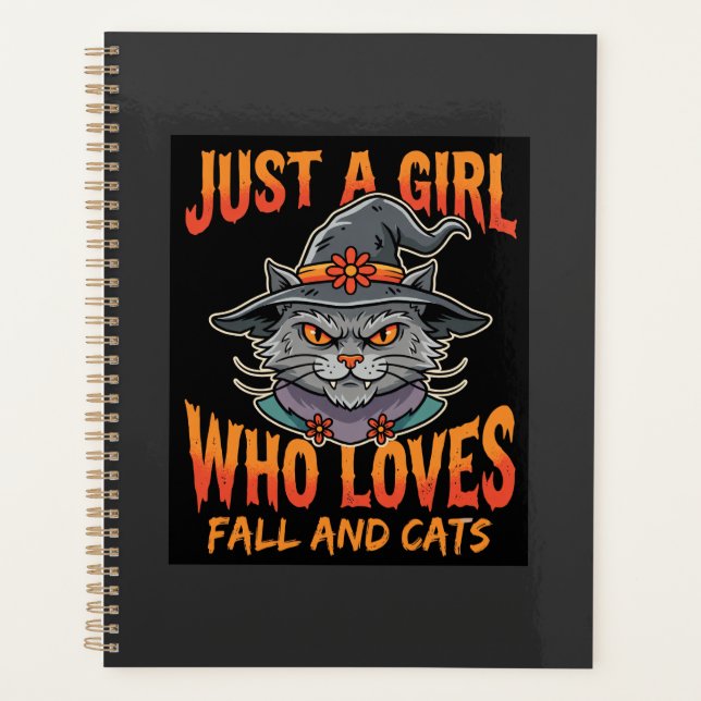 Halloween Katzenmädchen Hexenhut Herbst Design Planer (Vorderseite)