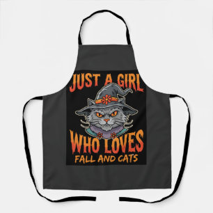 Halloween Katzenmädchen Hexenhut Herbst Design Schürze