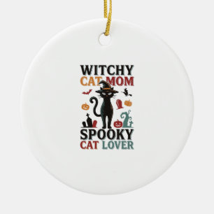 Halloween Katzenmutter Vintage Hexen Katzenliebhab Keramik Ornament