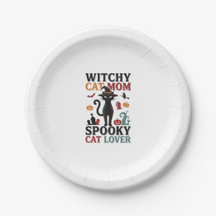Halloween Katzenmutter Vintage Hexen Katzenliebhab Pappteller