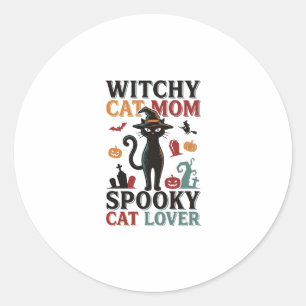 Halloween Katzenmutter Vintage Hexen Katzenliebhab Runder Aufkleber
