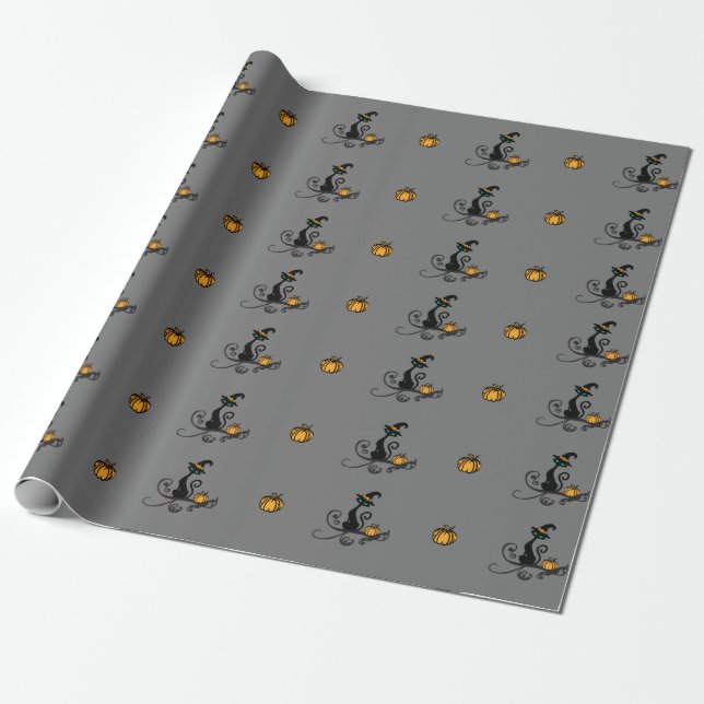 Halloween-Katzenpapier Geschenkpapier (Ungerollt)