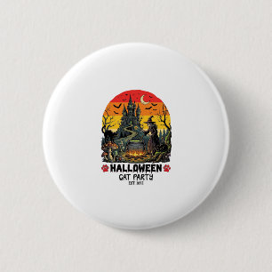 Halloween-Katzenparty Hexenkessel Schwarze Katzen Button
