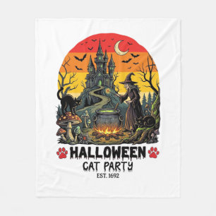 Halloween-Katzenparty Hexenkessel Schwarze Katzen Fleecedecke