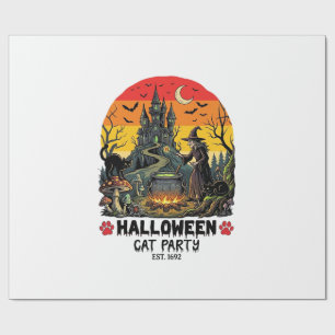 Halloween-Katzenparty Hexenkessel Schwarze Katzen Geschenkpapier