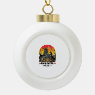 Halloween-Katzenparty Hexenkessel Schwarze Katzen Keramik Kugel-Ornament