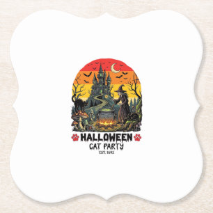 Halloween-Katzenparty Hexenkessel Schwarze Katzen  Untersetzer