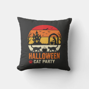 Halloween-Katzenparty Hexenkessel Silhouette Desi Kissen