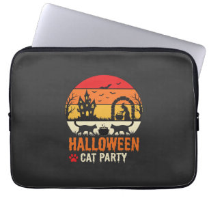 Halloween-Katzenparty Hexenkessel Silhouette Desi Laptopschutzhülle