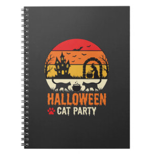 Halloween-Katzenparty Hexenkessel Silhouette Desi Notizblock